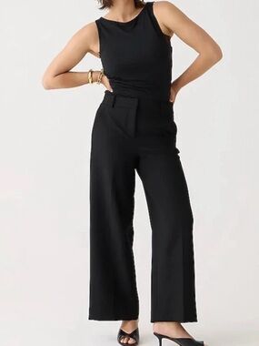 J Crew Sydney Wide Leg Pant Four Season Stretch Black 00 Office Professional